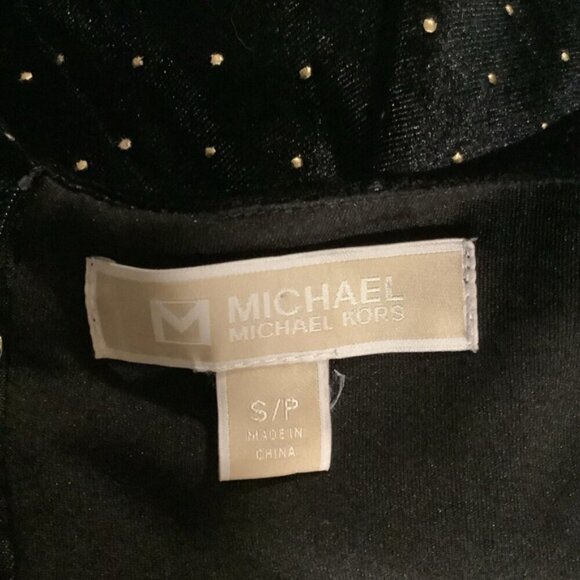 MICHAEL KORS BLACK VELVET GOLD DOTS WIDE LEG JUMPSUIT S - Picture 11 of 12